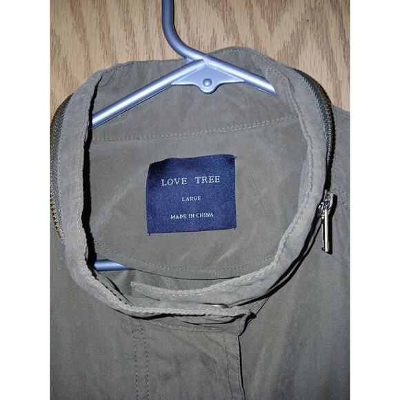 Love Tree Utility Jacket Women’s Size Large Army Green Drawstring Waist 40×28 - Picture 3 of 16